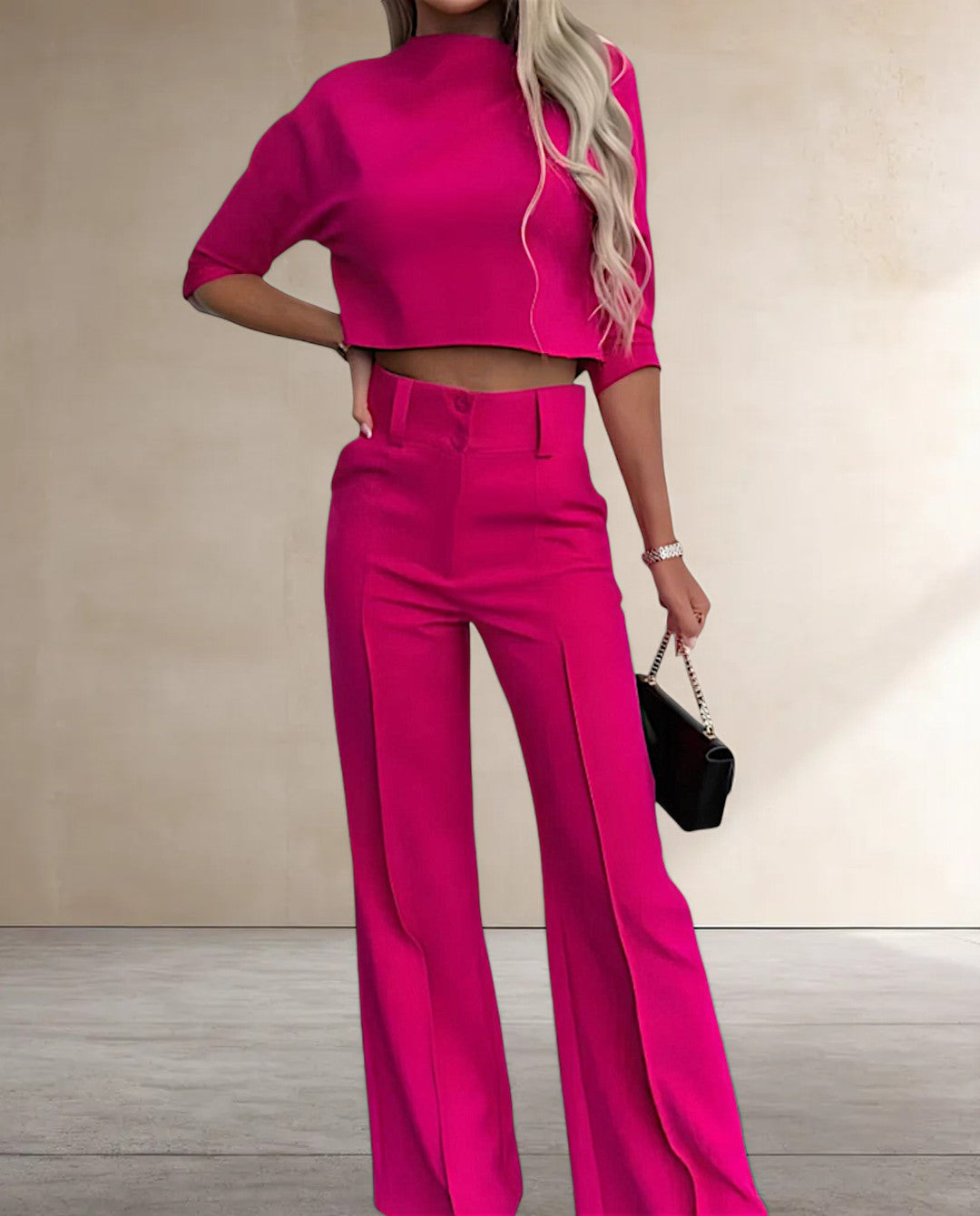 Eryka Set | Midimouw Top en Wijde Broeken Set