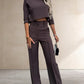 Eryka Set | Midimouw Top en Wijde Broeken Set