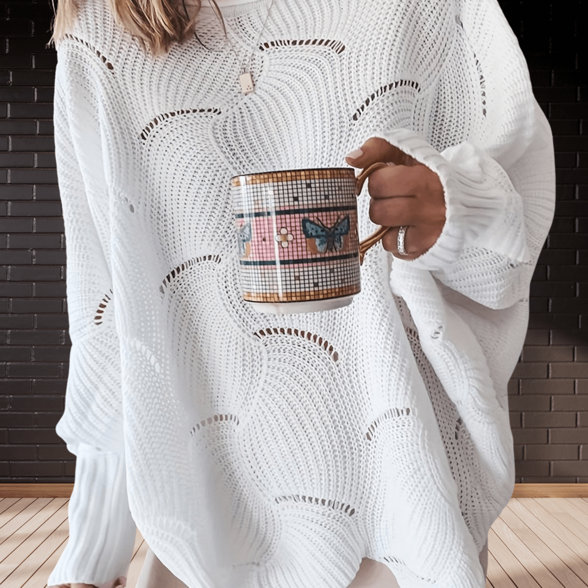 Agnes Trui | Dames Winter Oversized Gebreide Trui met Structuur