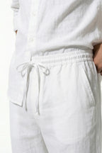 Heren Linnen Overhemd en Broek Set