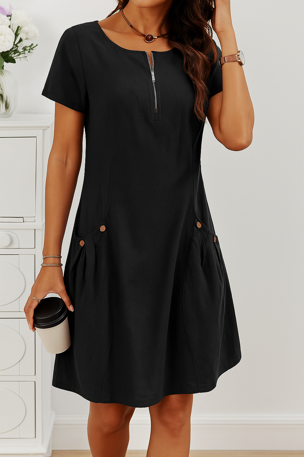 Women's Summer Midi Dress with Buttons