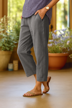 Dames Casual Zomerbroek met Linnen Look Montarello