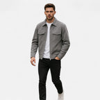 Heren Suède Utility Jas Klassieke Stijl