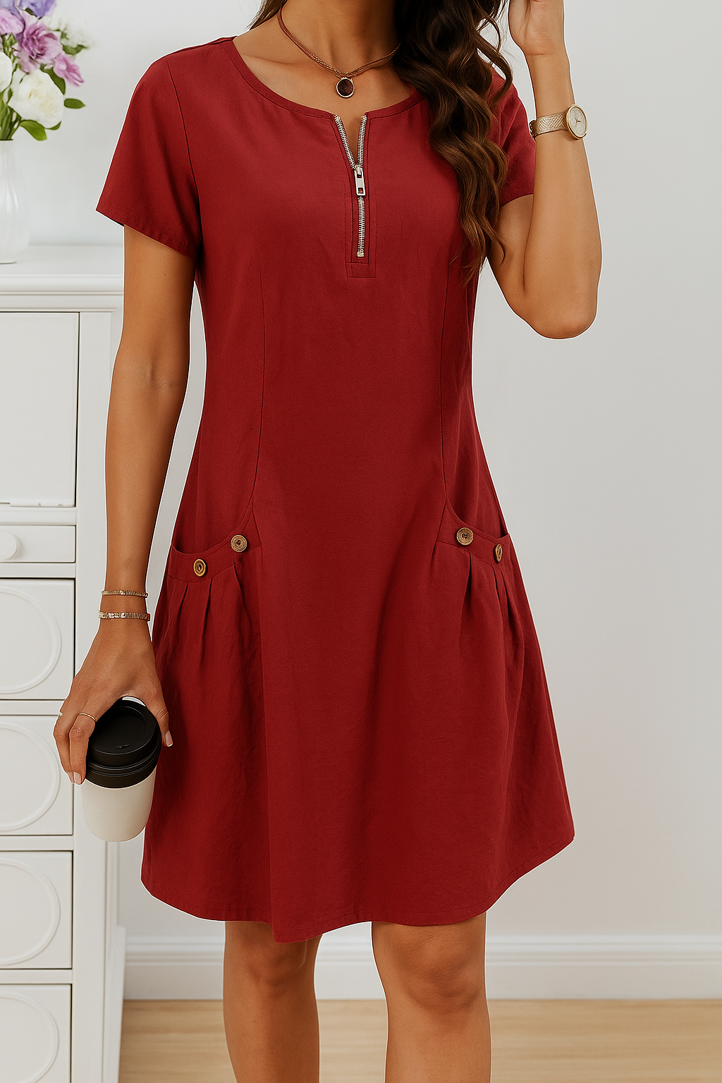 Women's Summer Midi Dress with Buttons