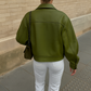 Xavyera Jas | Herfst Groene Faux Leren Jas