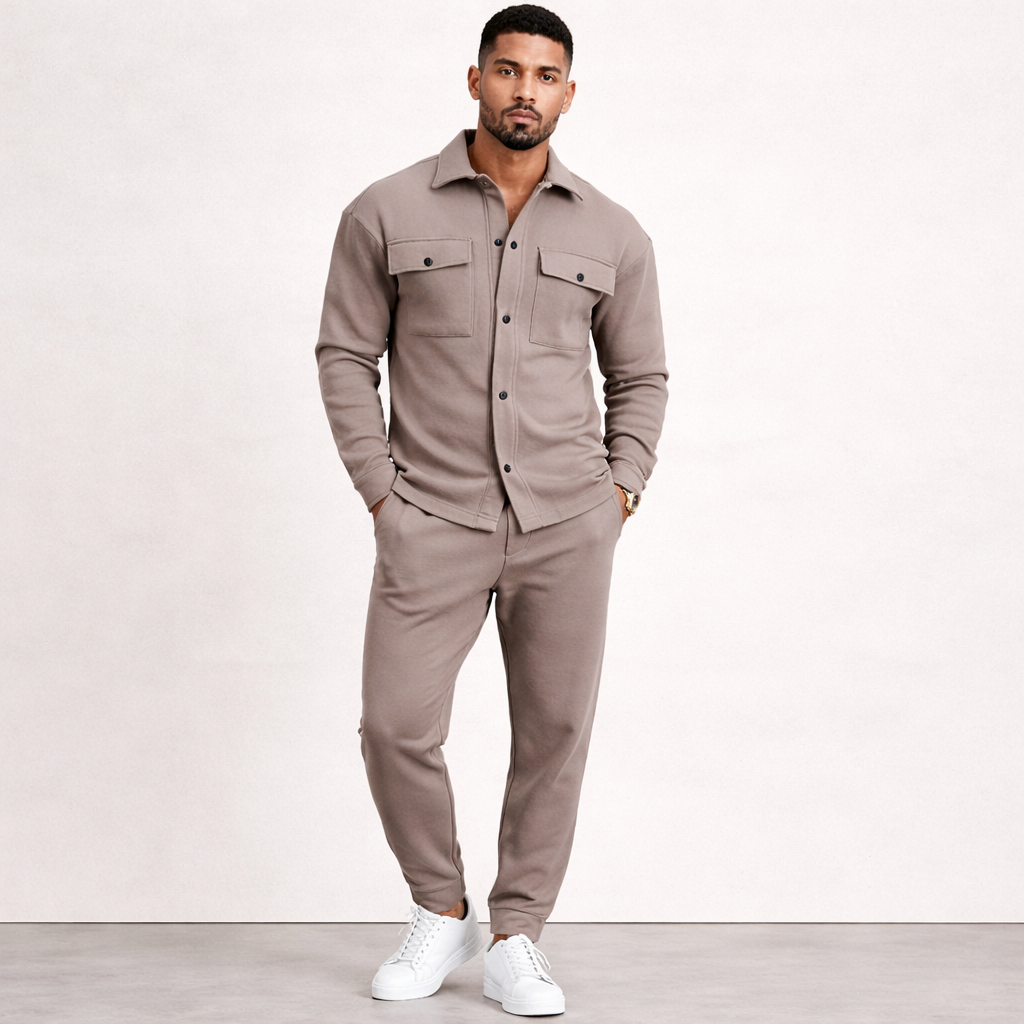 Heren Katoenen Twee Delige Set Casual