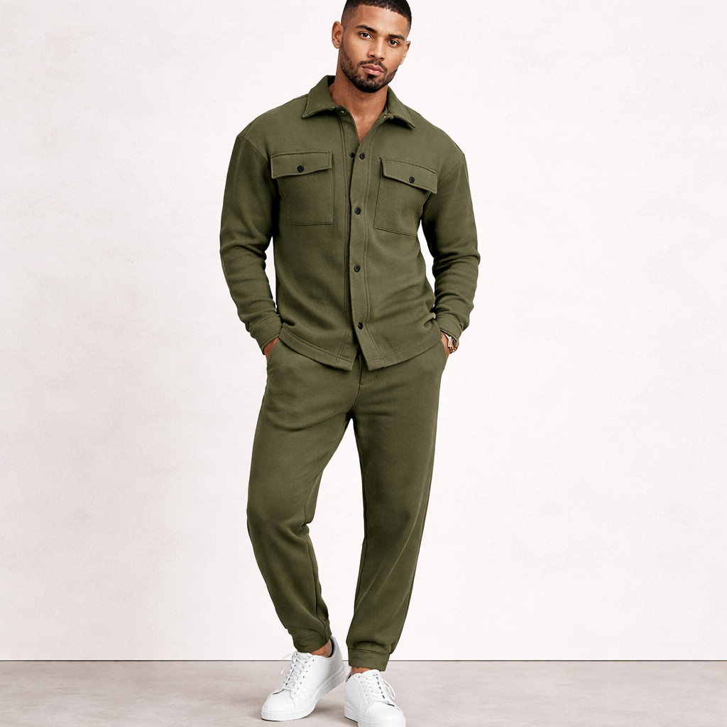 Heren Katoenen Twee Delige Set Casual