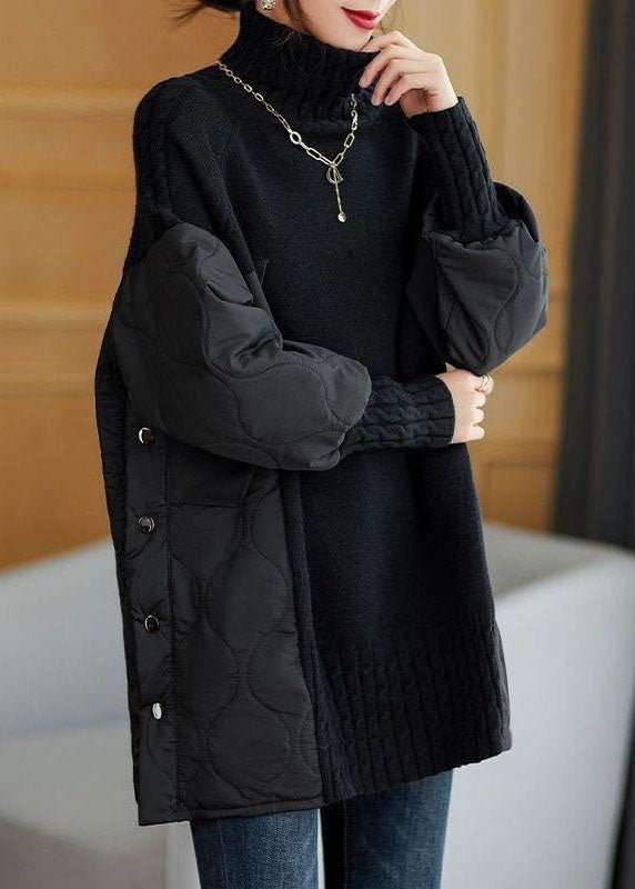 Adele Trui | Winter Trui met Gewatteerde Details en Hoge Hals