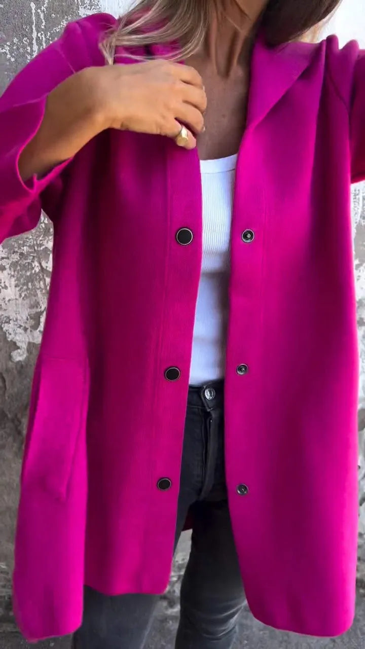 Scarlett Jas | Dames Herfst Lange Jas met Capuchon en Knopen