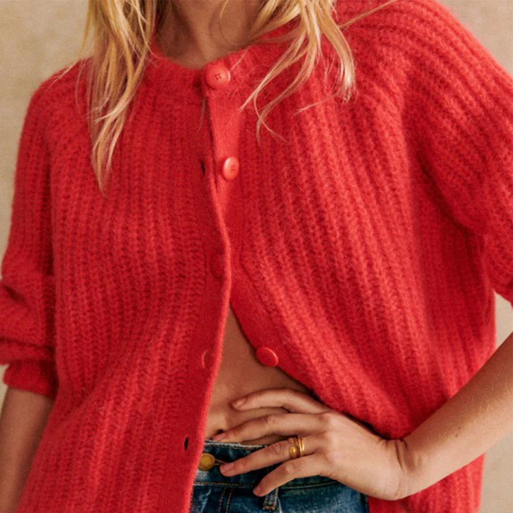 Wenona Vest | Dames Herfst Gebreid Wol Vest met Lange Mouwen