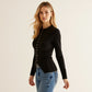 Wilda Vest | Dames Herfst Zwart Gebreid Vest met Knoopsluiting