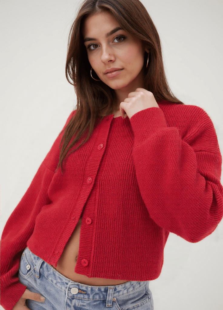 Whitney Vest | Dames Voorjaar Rood Gebreid Vest