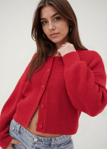 Whitney Vest | Dames Voorjaar Rood Gebreid Vest