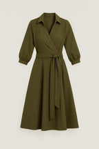 Dames Wikkel Midi Jurk met Riem