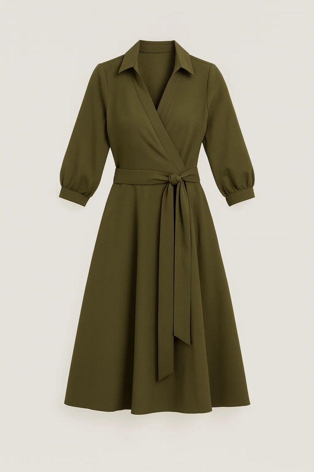 Dames Wikkel Midi Jurk met Riem