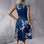 Dames Elegante Geplooide Mouwloze Midi Jurk