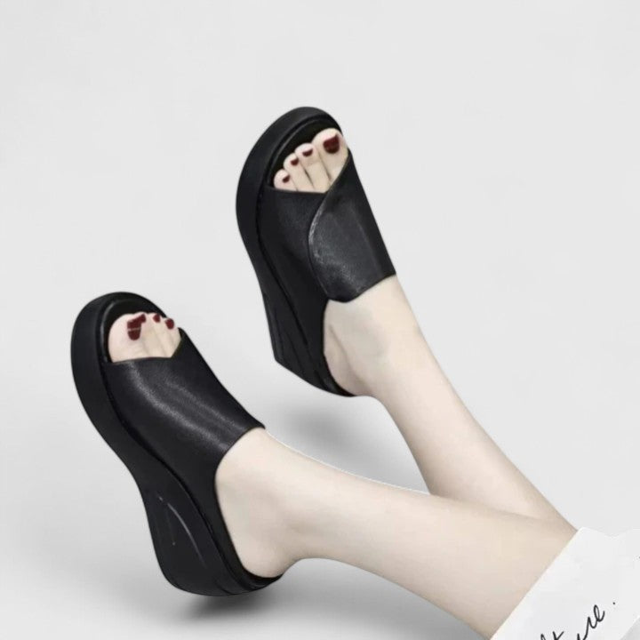 Dames Platform Instap Sandalen Open Teen