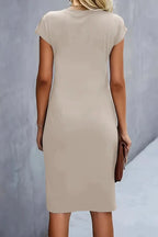 Dames Midi Jurk met Geplooide Taille