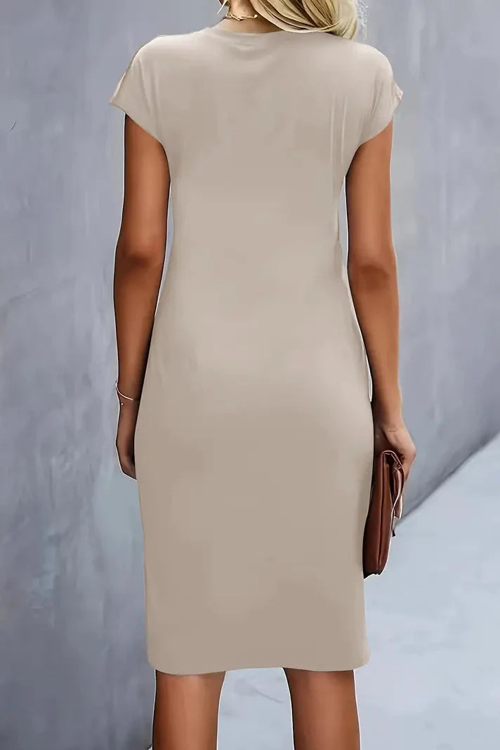 Dames Midi Jurk met Geplooide Taille