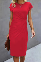 Dames Midi Jurk met Geplooide Taille
