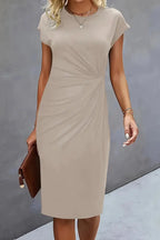 Dames Midi Jurk met Geplooide Taille