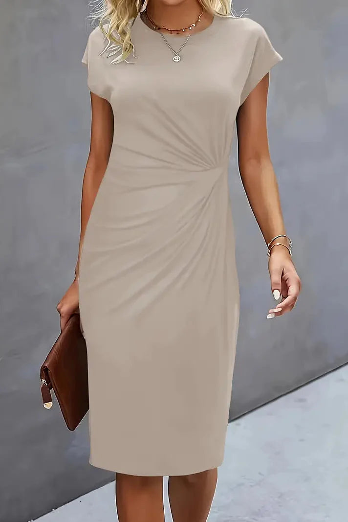 Dames Midi Jurk met Geplooide Taille