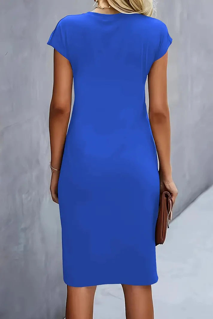 Dames Midi Jurk met Geplooide Taille
