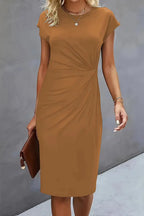 Dames Midi Jurk met Geplooide Taille