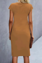 Dames Midi Jurk met Geplooide Taille