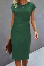 Dames Midi Jurk met Geplooide Taille