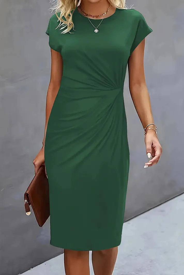 Dames Midi Jurk met Geplooide Taille