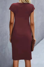 Dames Midi Jurk met Geplooide Taille