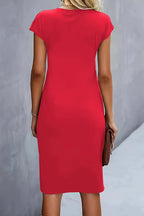 Dames Midi Jurk met Geplooide Taille