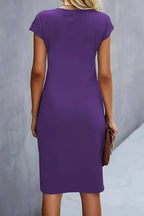 Dames Midi Jurk met Geplooide Taille