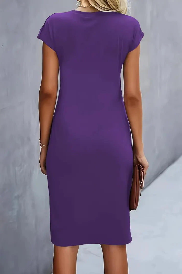 Dames Midi Jurk met Geplooide Taille