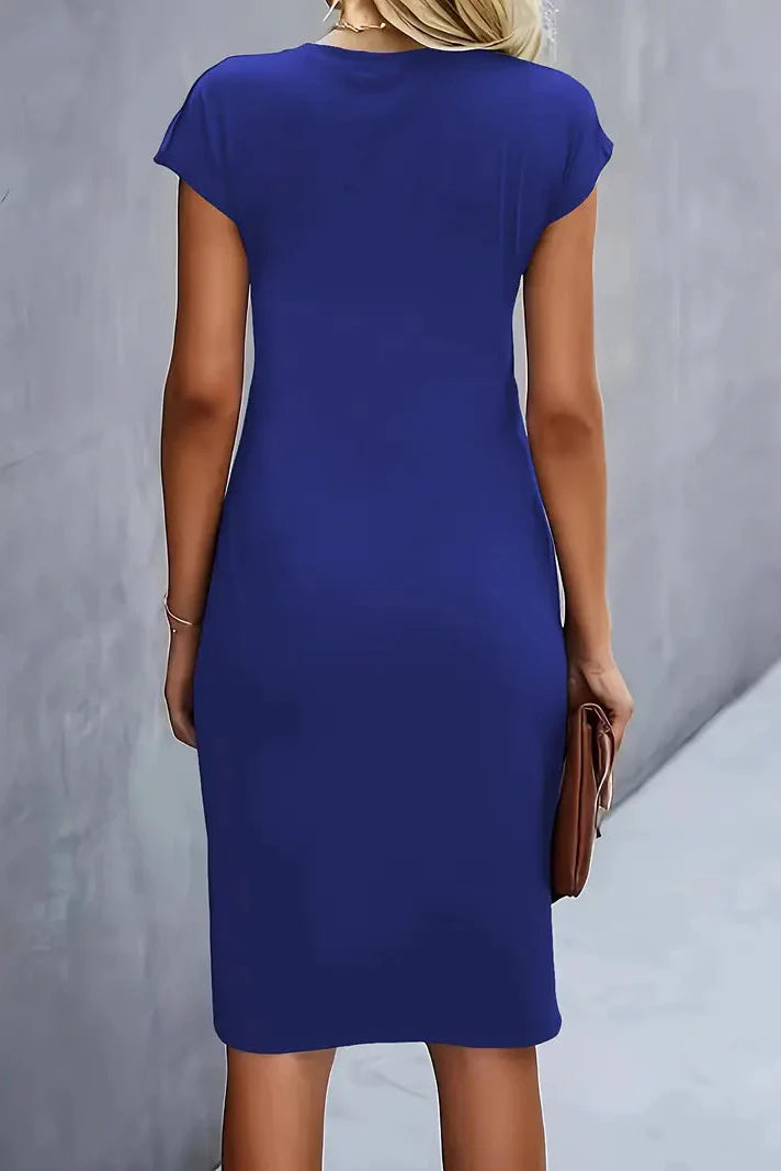 Dames Midi Jurk met Geplooide Taille