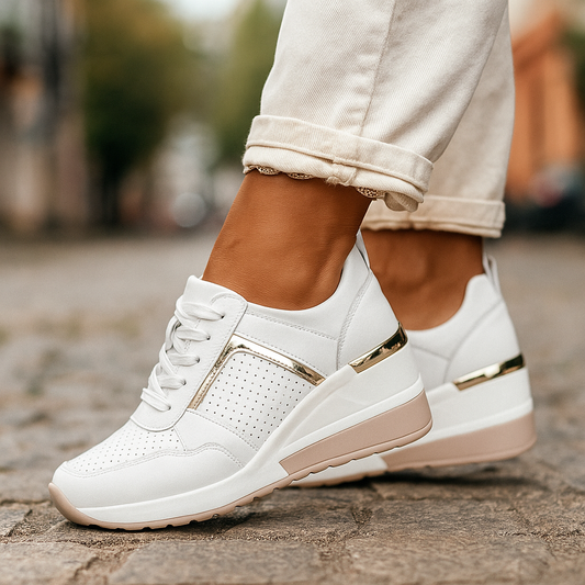Dames Leren Sleehak Sneakers Verborgen Zool