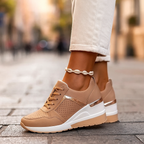 Dames Leren Sleehak Sneakers Verborgen Zool