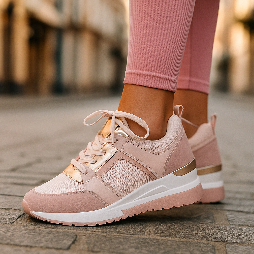 Dames Leren Sleehak Sneakers Verborgen Zool
