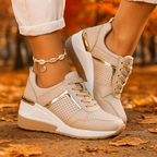 Dames Leren Sleehak Sneakers Verborgen Zool