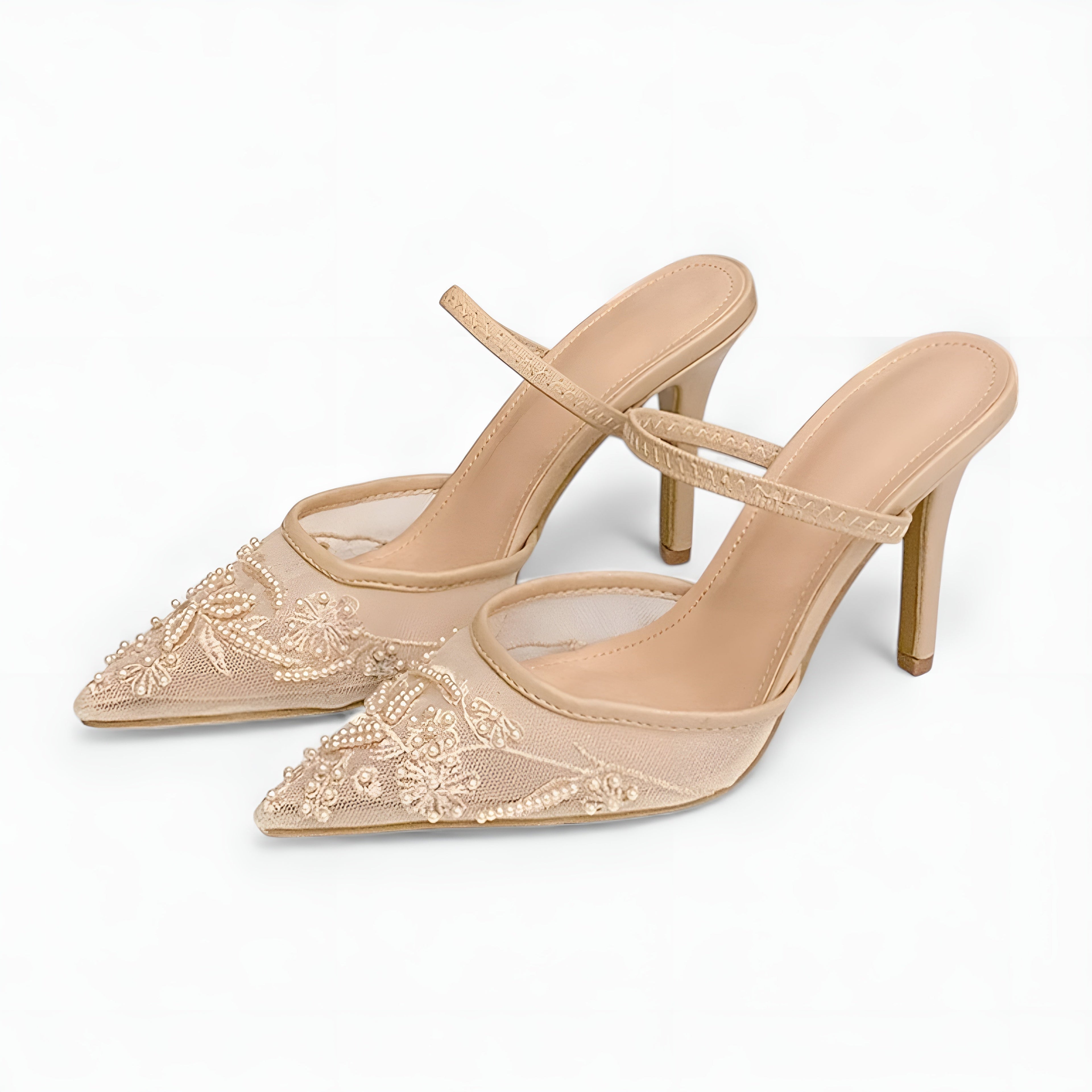 Women's Mesh Floral Print Slingback Heels