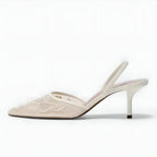 Dames Mesh Slingback Hakken Bloemenprint