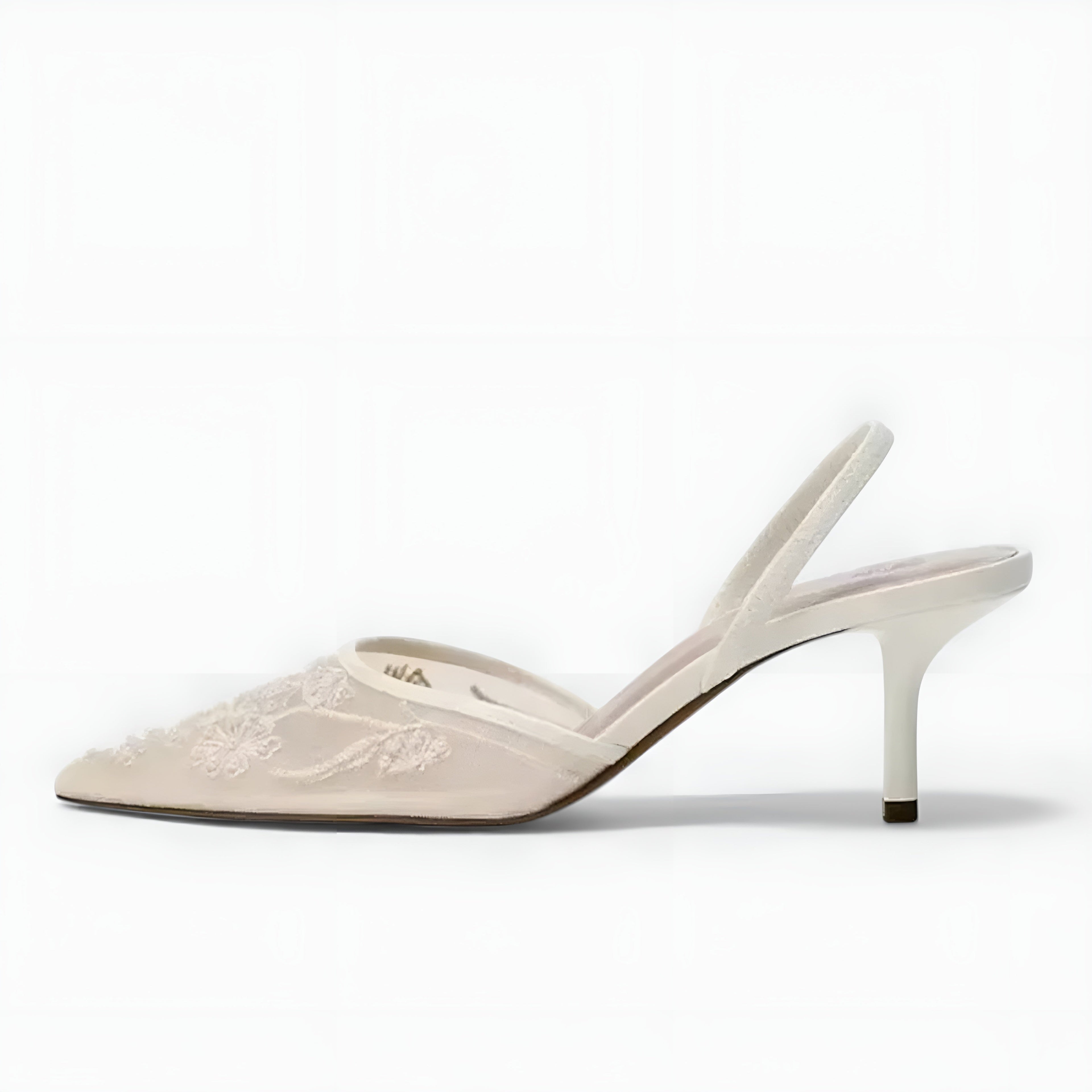 Women's Mesh Floral Print Slingback Heels