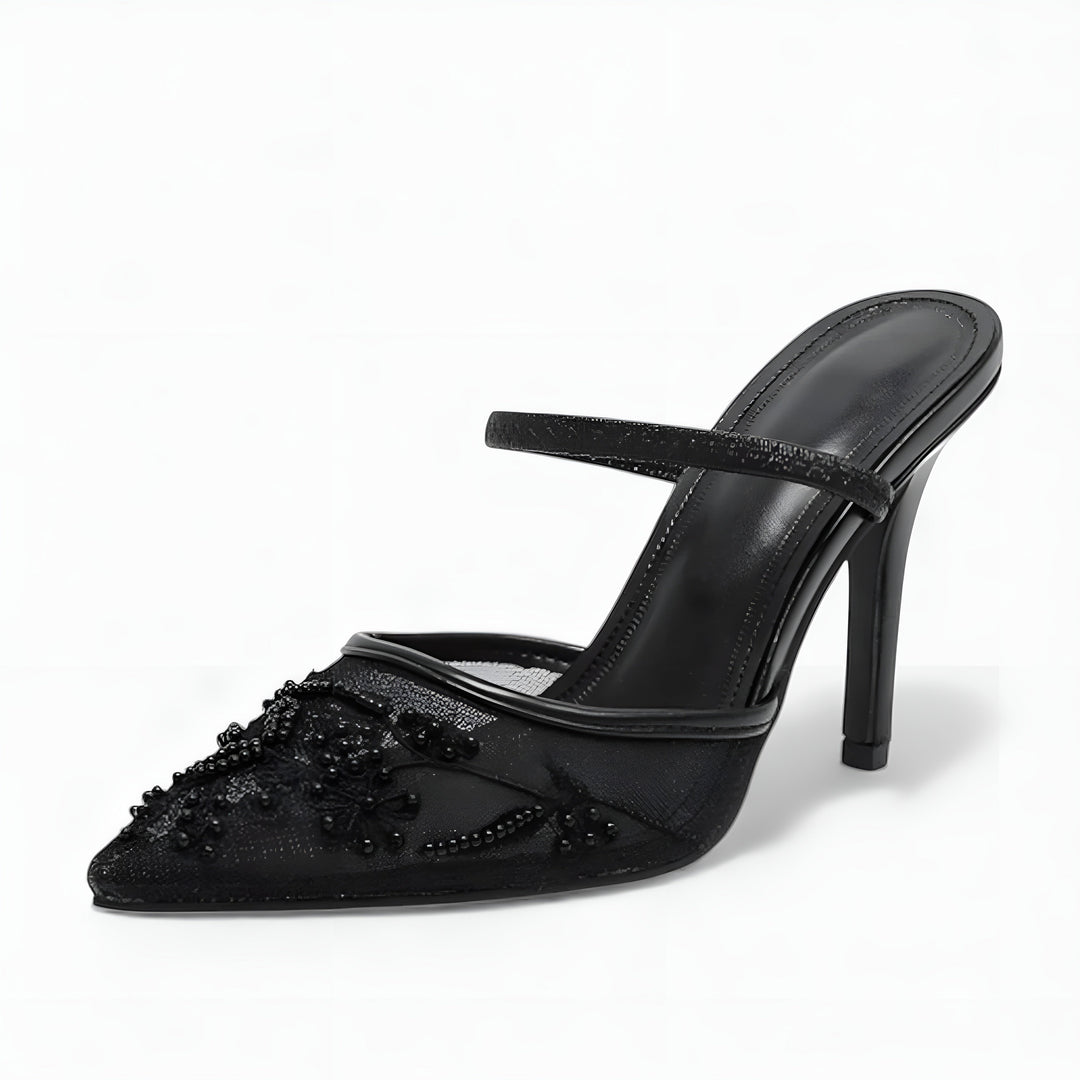 Dames Mesh Slingback Hakken Bloemenprint