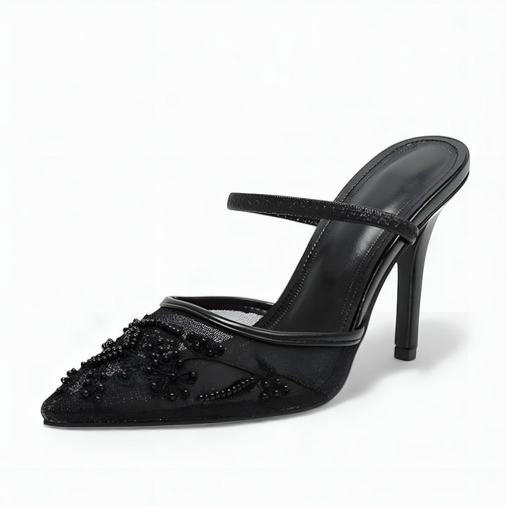 Dames Mesh Slingback Hakken Bloemenprint