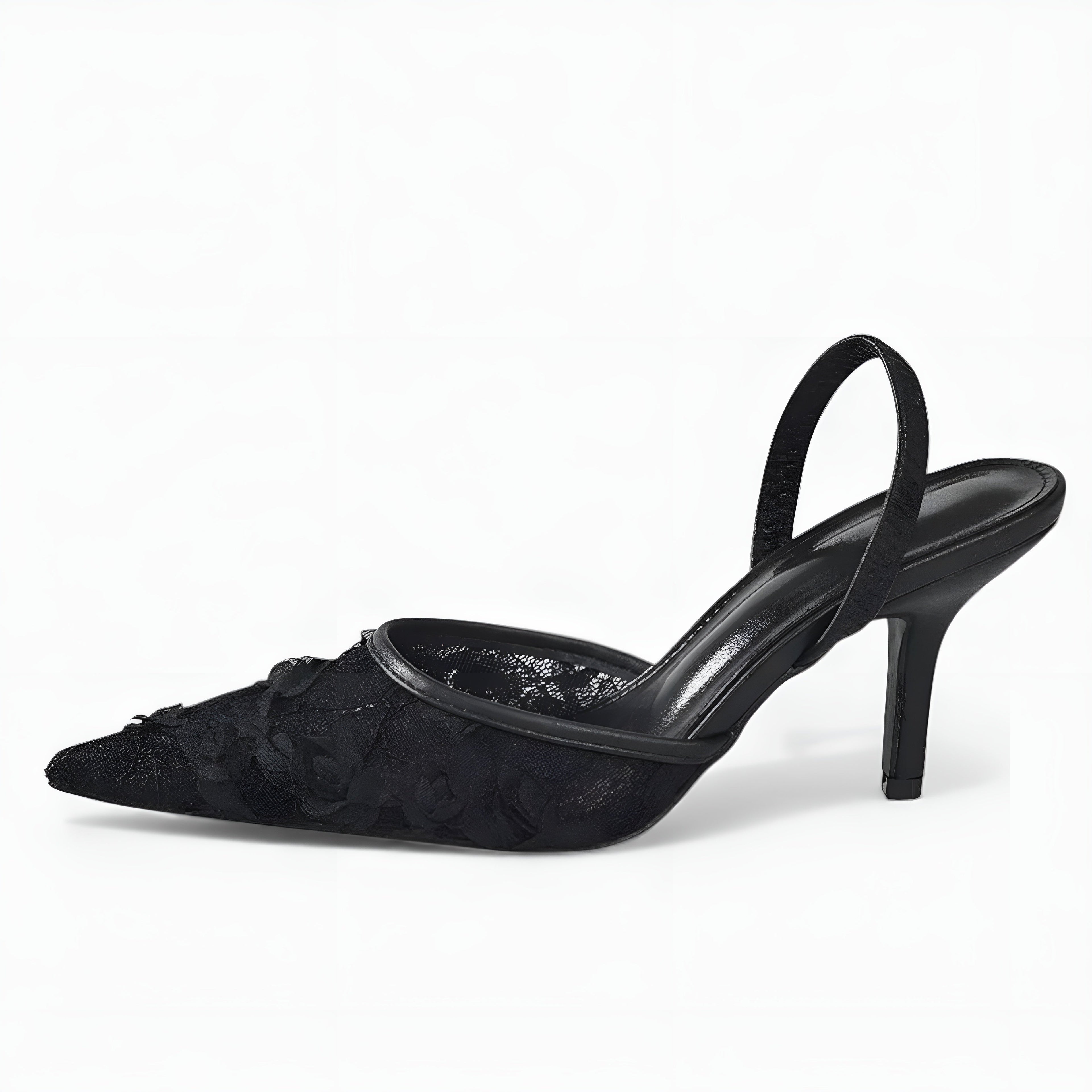 Dames Mesh Slingback Hakken Bloemenprint