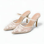Dames Mesh Slingback Hakken Bloemenprint