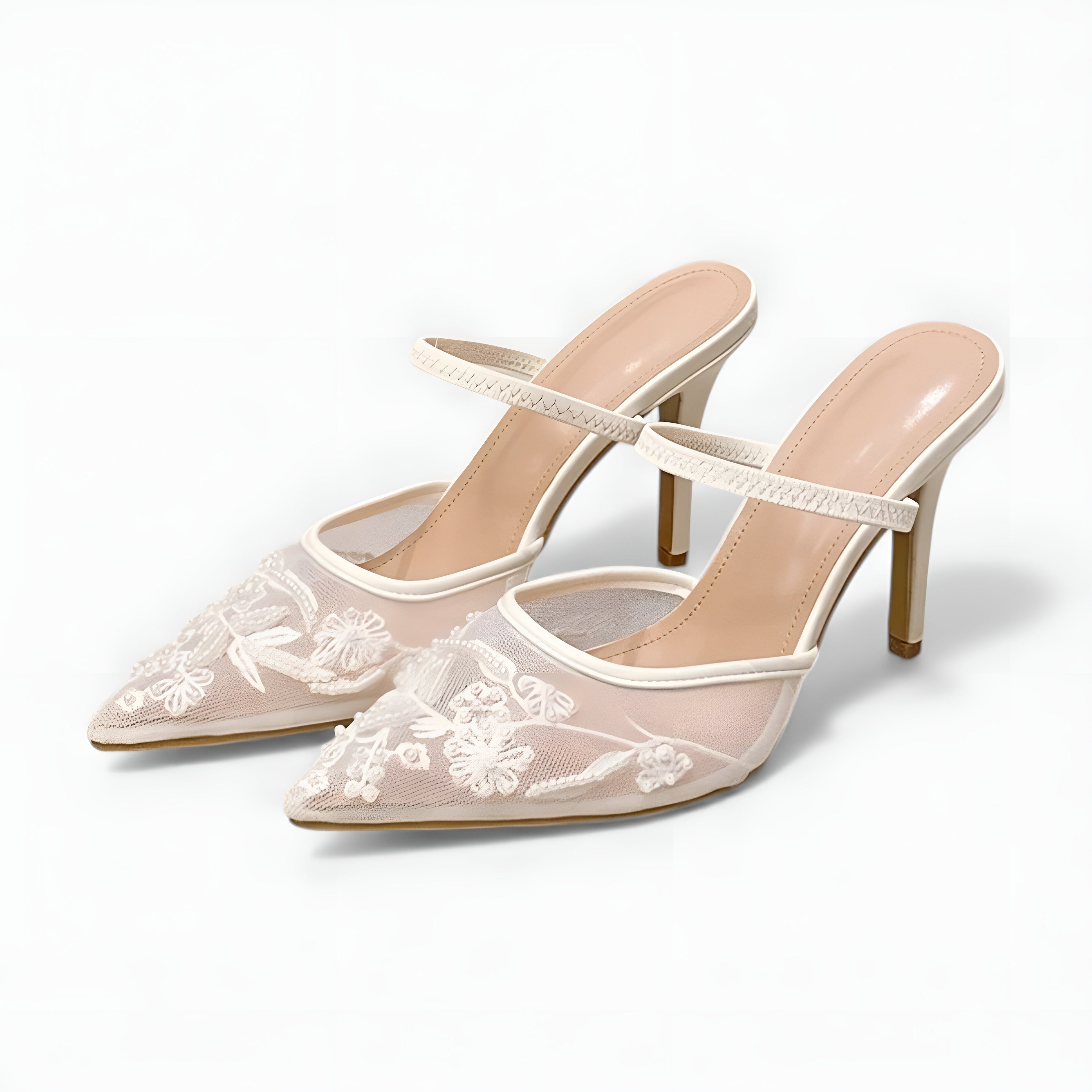 Women's Mesh Floral Print Slingback Heels