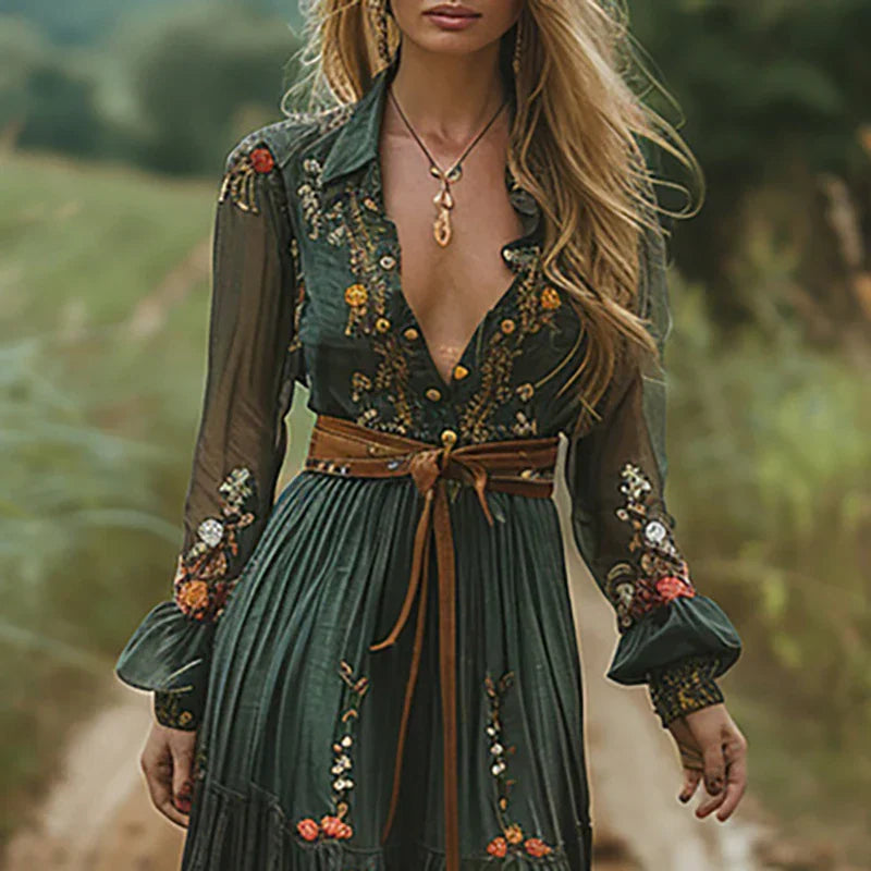 Dames Bohemian Maxi Jurk met Bloemenprint