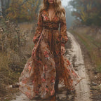 Dames Bohemian Maxi Jurk met Bloemenprint
